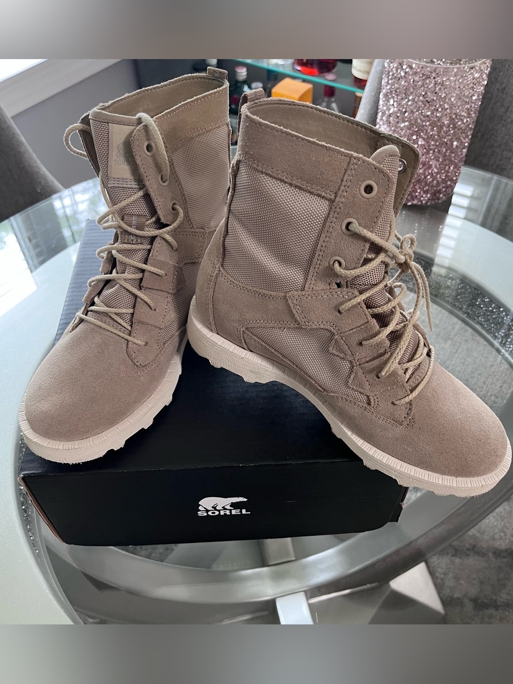 Sorel Women's Taupe Lace-Up Military Style Boots